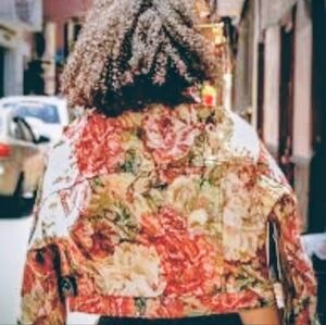 Fashion Nova Multicolor Floral Jean Jacket